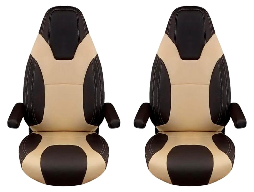 KFoam.es Sitzbezug für Fahrer-/Beifahrersitz von Wohnmobilen, Schokoladenbraun / Beige