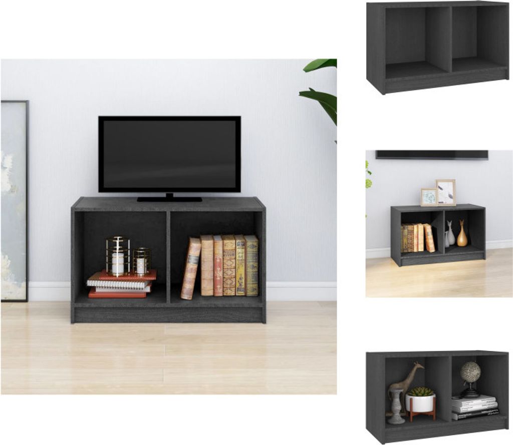 vidaXL TV-Schrank Grau 70x33x42 cm Massivholz Kiefer - TV-Möbel