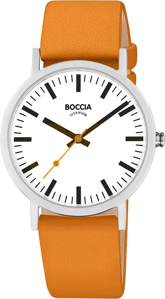 Montre Homme Titane Boccia 3651-23 : Design Moderne et Cuir Orange