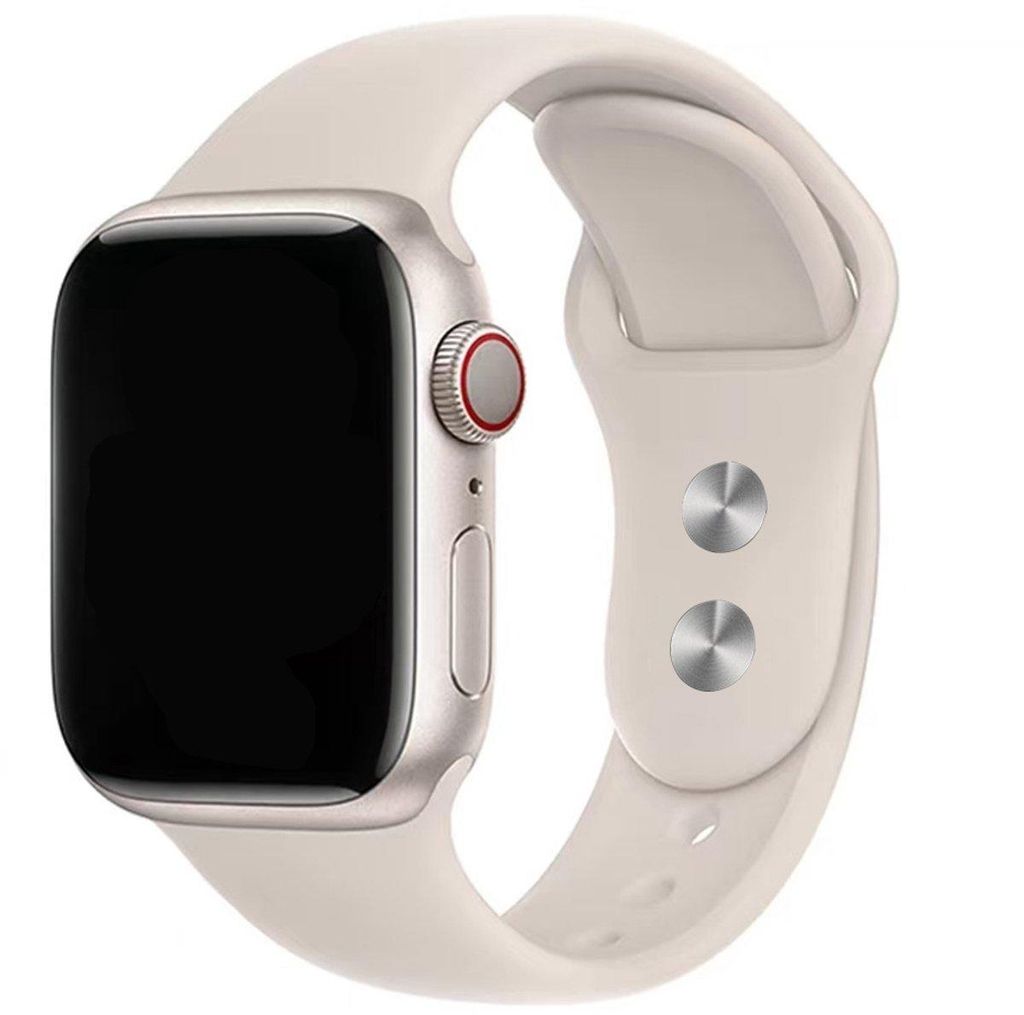 Stravo Premium-Silikon-Sportarmband für Apple Watch 44/45/46/49 mm, Series 4-11, SE, Ultra, Doppel-Druckverschluss – Starlight