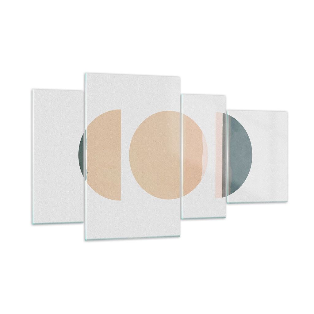 Bilder auf glas - 4 Teile - Abstraktion Rad Halbkreis - 120x70cm - Glasbilder - Wandbilder - Bilder - zum Aufhängen bereit - Wanddekoration aus Gl...