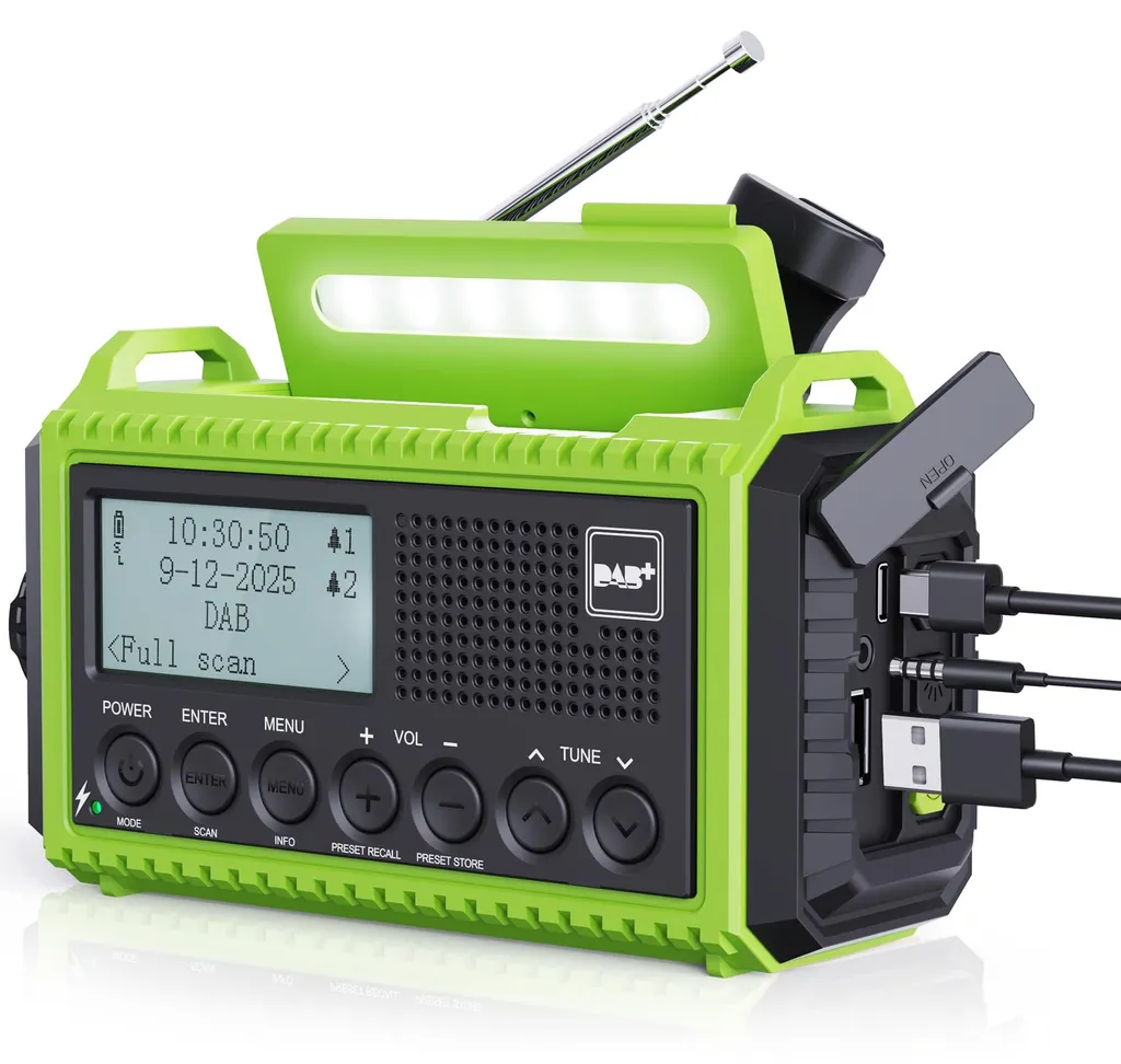 Radio Solaire avec Batterie 5000mAh, DAB+ et Alarme SOS Puissante