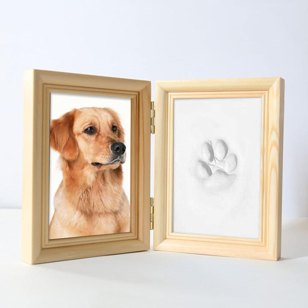 Pfotenabdruck Set Hund Katze 3D Gipsabdruck Holz Produktbild 