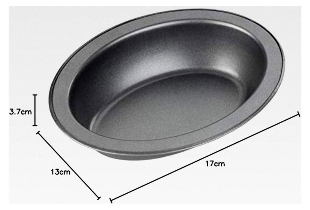 Ovale Backform 16,7 x 12,7 x 3,5 cm mit Antihaftbeschichtung für 1 Person - Für individuelle Kuchen, Quiches und kleine Ofengerichte, geeignet f...