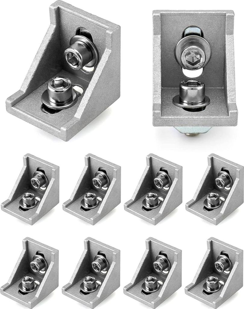 10stk Befestigungsmaterial Winkel Befestigung , Aluprofil 40x40 Nut 8 Aluminium Aluprofil,für Aluprofil Winkel Wandhalter Montagematerial