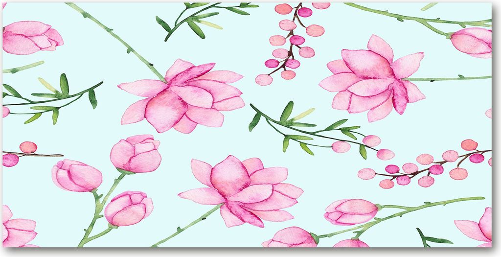 Tulup Leinwandbild - 120x60 cm - Wandkunst - Drucke auf Leinwand - Leinwanddruck - Blumen & Pflanzen - Rosa - Blumen Beeren
