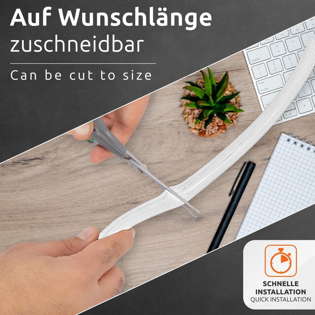 ECENCE Kabelschlauch 3m - Weiss - Kabelmanagement Produktbild 5