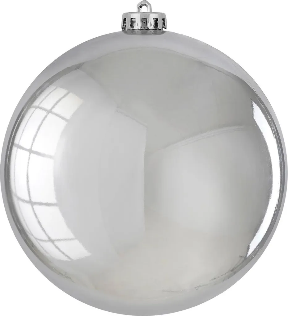 Ornement argent brillant 15 cm incassable pour grands sapins de fêtes