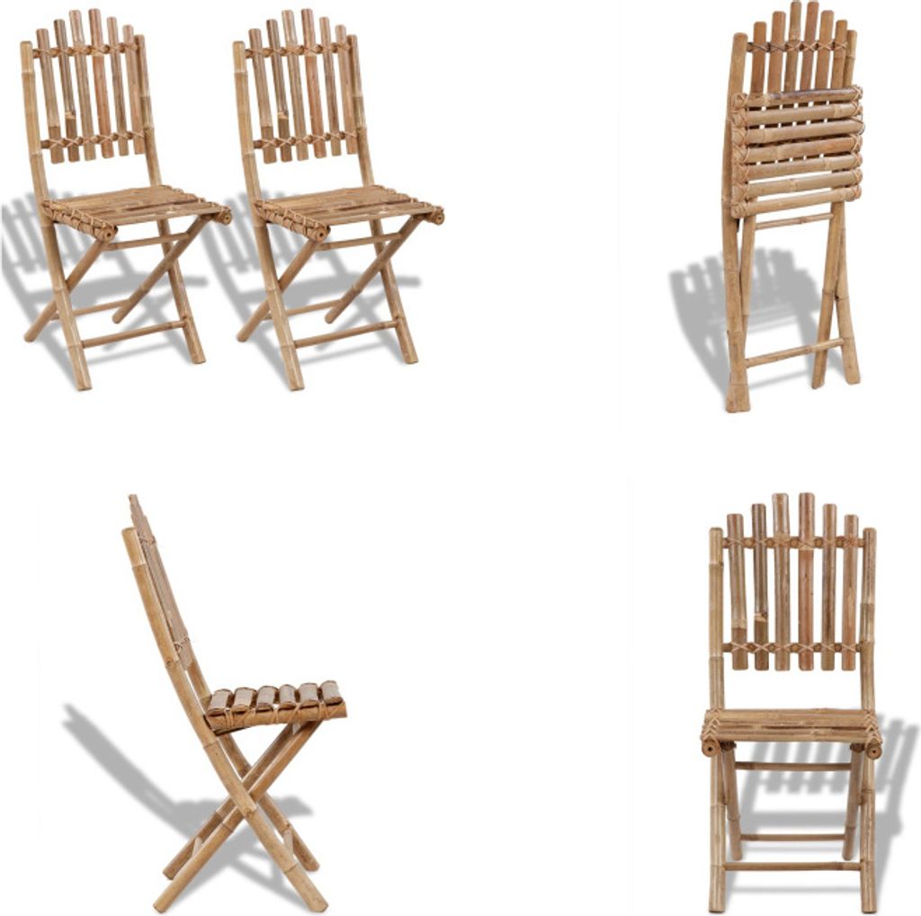 vidaXL Gartenstühle 2 Stk. Klappbar Bambus - Gartenstuhl - Gartenstühle - Outdoor Stuhl - Balkonstuhl