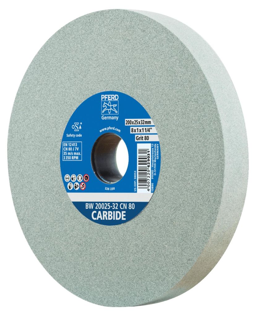 PFERD TOOLS Schleifbockscheibe Ø 200x25 mm Bohrung-Ø 51 mm SiC120 für harte Materialien z.B. Hartmetall
