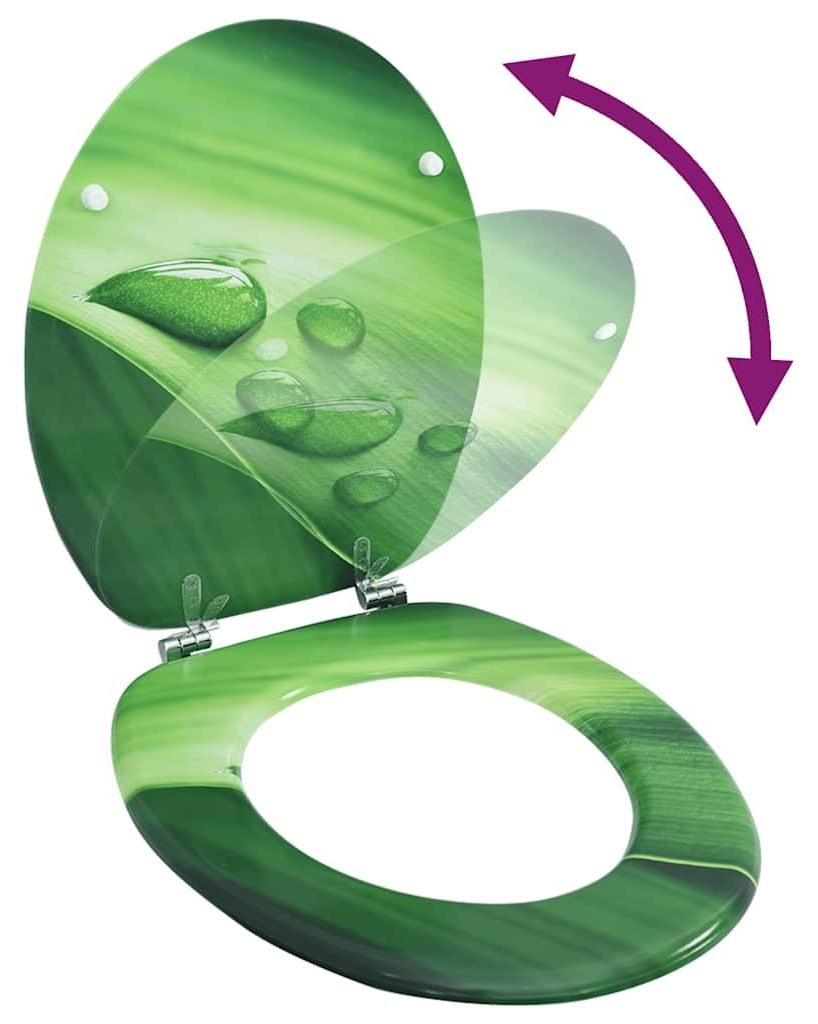 vidaXL Sedile per wc con coperchio MDF design verde a Immagine del prodotto 
