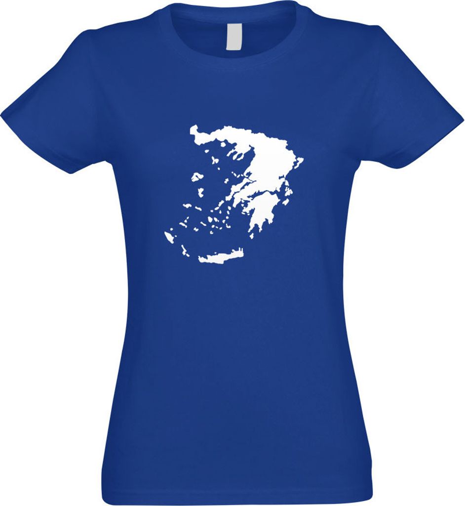 Kiwistar - T-Shirt tailliert - Damen - royal - Griechenland Umriss Kontur - mit Motiv Bedruckt - Funshirt Design - Sport - Freizeit - Damen - S