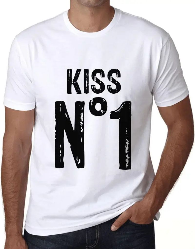 Herren Grafik T-Shirt Kuss Nr 1 – Kiss No 1 – Öko-Verantwortlich Vintage Jahrgang Kurzarm Lustige Druck Geburtstag Geschenk Mann