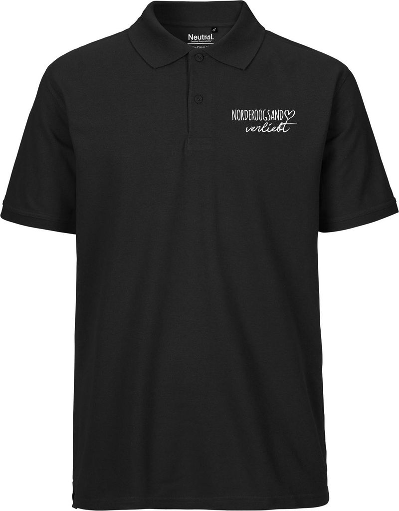 Huuraa Herren Polo Shirt Norderoogsand verliebt M Black Bio Baumwolle Fairtrade Poloshirt Geschenkidee