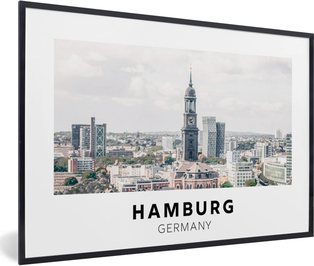 MuchoWow Gerahmtes Poster Deutschland - Hamburg - Huizen 60x40 cm - Poster mit Schwarzem Bilderrahmen Wandposter Rahmen Foto Bilder - Printing - ...