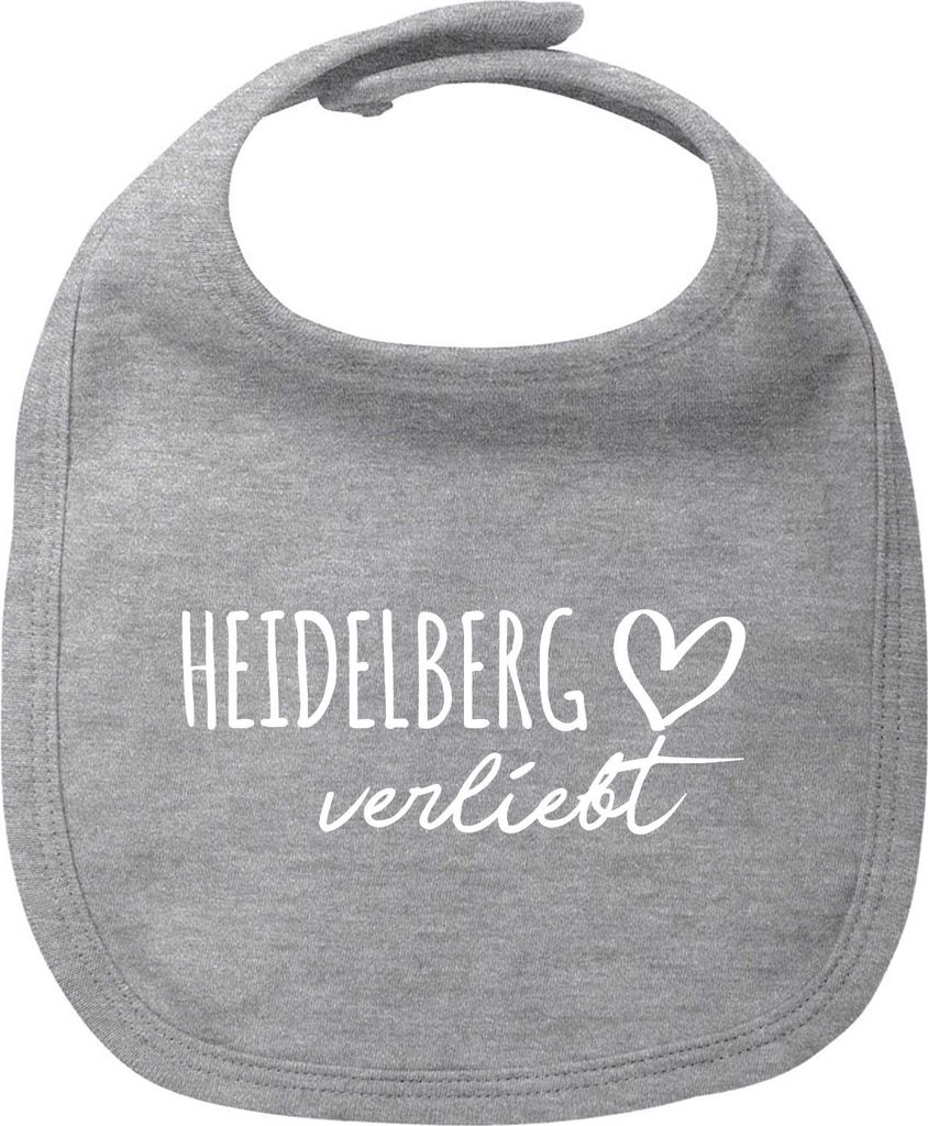 Huuraa Baby Lätzchen Heidelberg verliebt Heather Grey Klettverschluss Baumwolle Latz Geschenkidee