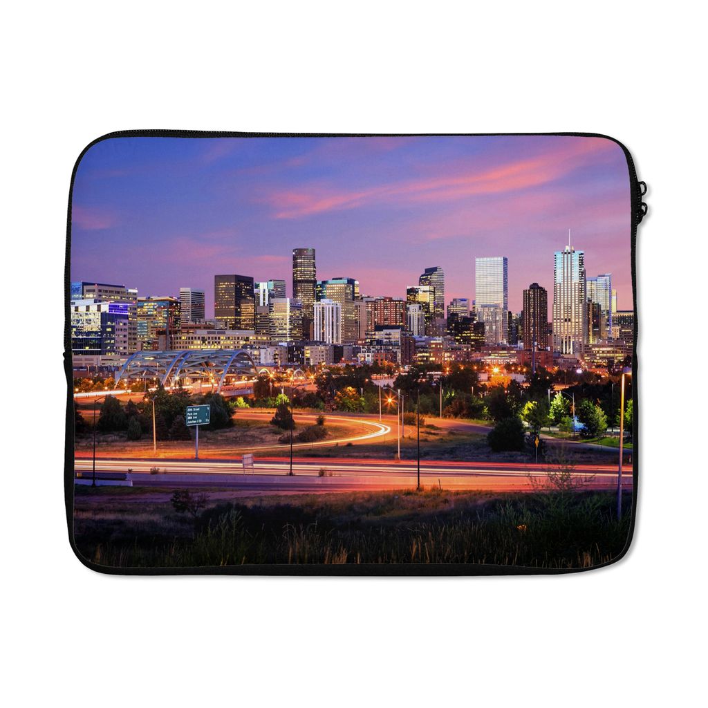 MuchoWow Laptop Hülle 15 Zoll Abend - Verkehr - Stadt Laptoptasche - Laptoptasche - Sleeve - Rundum-Schutz