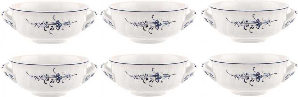 Villeroy & Boch VIEUX LUXEMBOURG Suppentasse 6er Set 400ml weiß blau Porzellan
