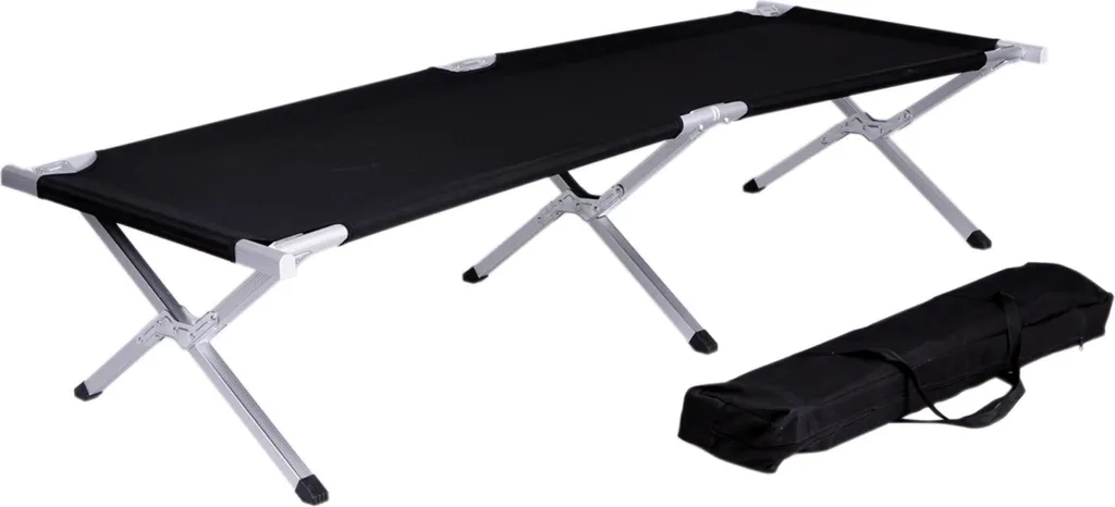 Lit de camping pliant Linder Exclusiv noir pour randonnée et couchage