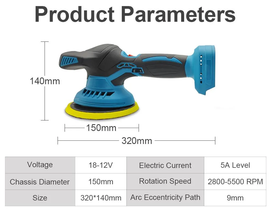 Polisseuse sans fil à vitesse variable avec pack de 2 batteries 2.0Ah - 4