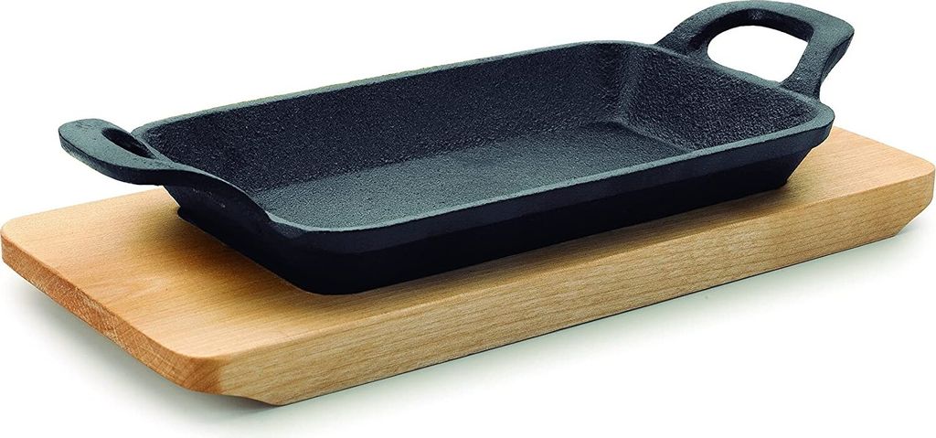 LACOR Mini Rechtec Grillpfanne Magma, Gusseisen, Schwarz, 22 cm