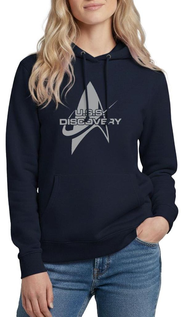Spreadshirt Star Trek Discovery Delta Abzeichen Damen Hoodie, L, Navy