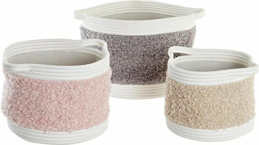 Paniers de rangement pour chambre d'enfant en coton lot de 3 pièces