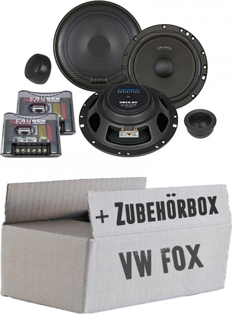 Crunch DSX6.2c - 16,5cm Lautsprecher Boxen System - Einbauset passend für VW Fox Front - justSOUND