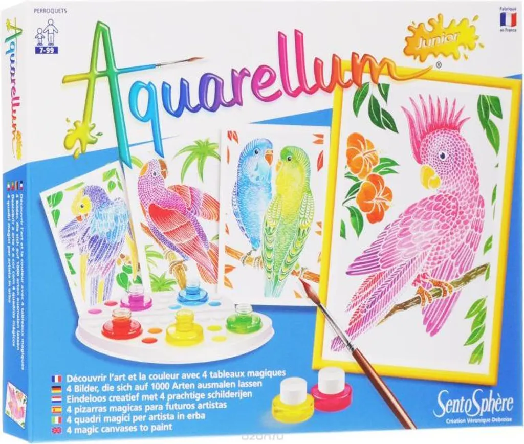 Kit Peinture Aquarelle Magique Perroquets pour Activité Créative Enfant