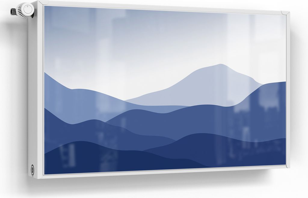DEQORI Magnetmatte Heizung Standard 100x60 cm 'Berge im Blauschleier' Magnetfolie