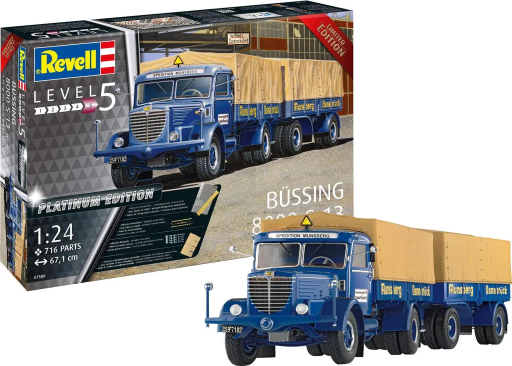 Maquette Büssing 8000 S13 avec remorque Pl. Ed à l'échelle 1/24