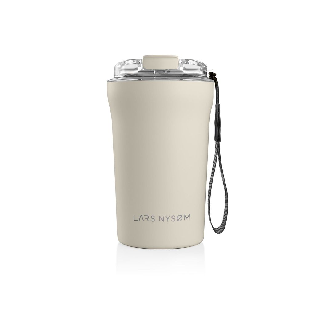 LARS NYSØM Thermo Kaffeebecher-to-go mit Trageschlaufe & Tritan Deckel | BPA-freier Travel Mug 0,38 Liter mit Isolierung (Buttercream, 380ml)