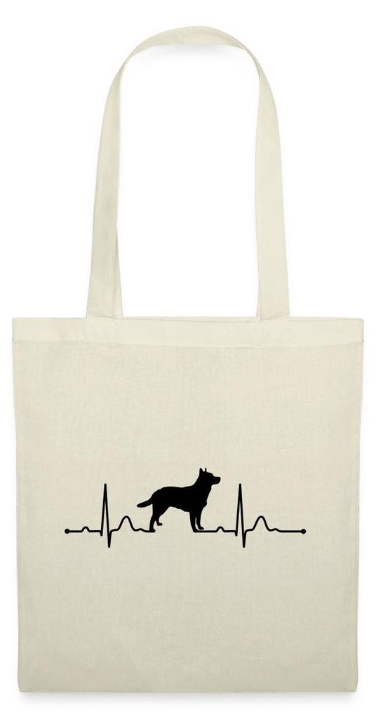 Spreadshirt EKG Linie Mit Hund | Australian Cattle Dog Stoffbeutel, One size, Natur