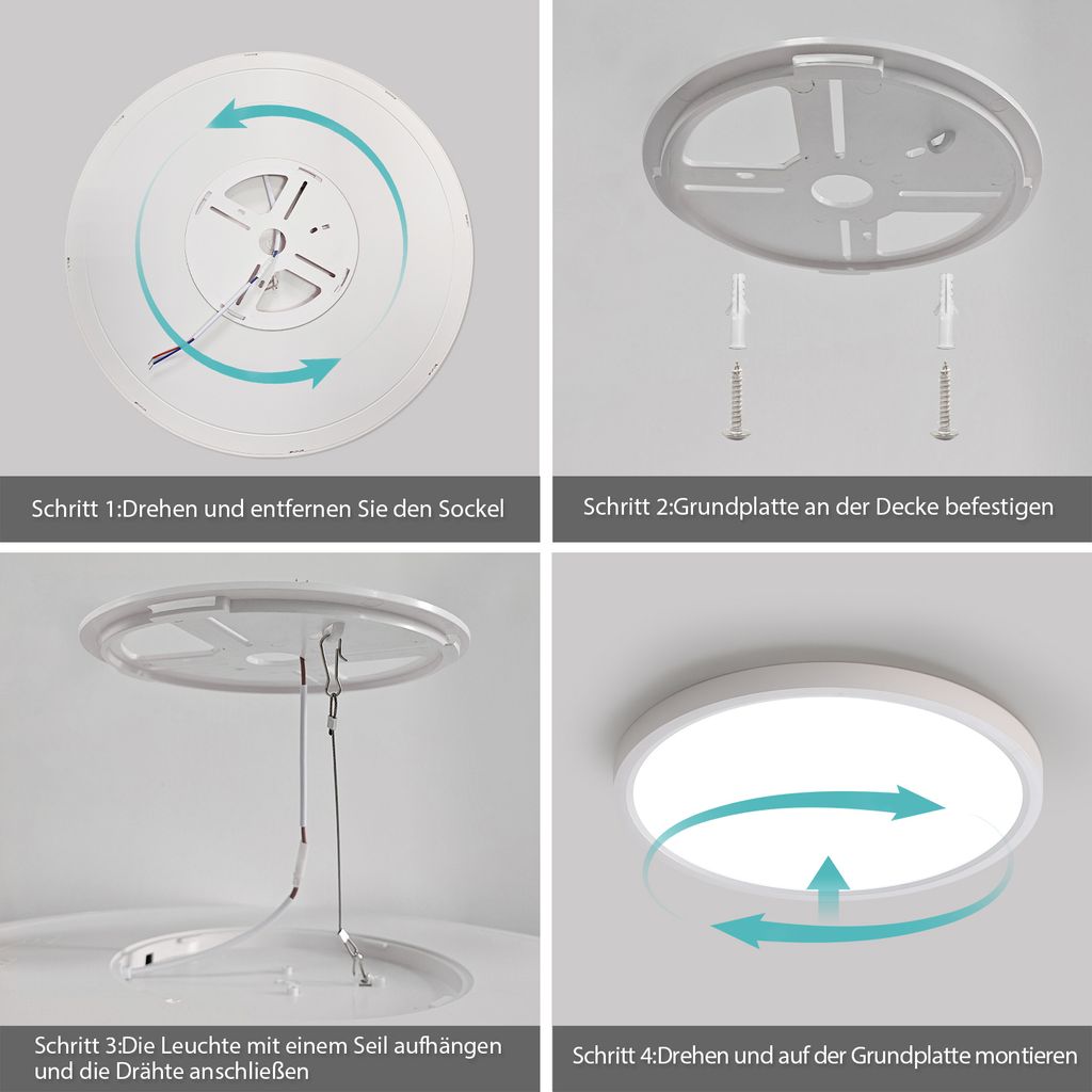 LED Deckenleuchte JDONG 54W warmliches Weiß 4000K Rund Produktbild 4