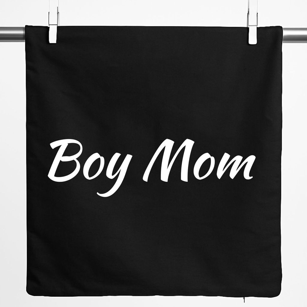 Huuraa Kissenbezug Boy Mom Schriftzug 40x40cm Black Baumwolle Dekokissenbezug Geschenkidee