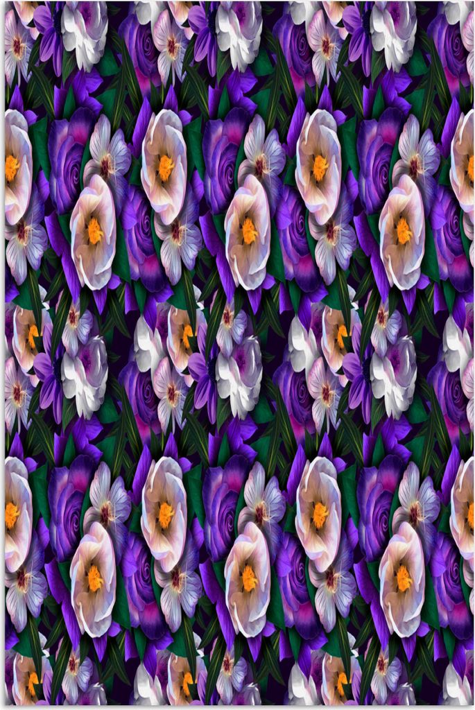 MuchoWow Poster Blumen - Lila - Muster 60x90 cm - Wanddekoration