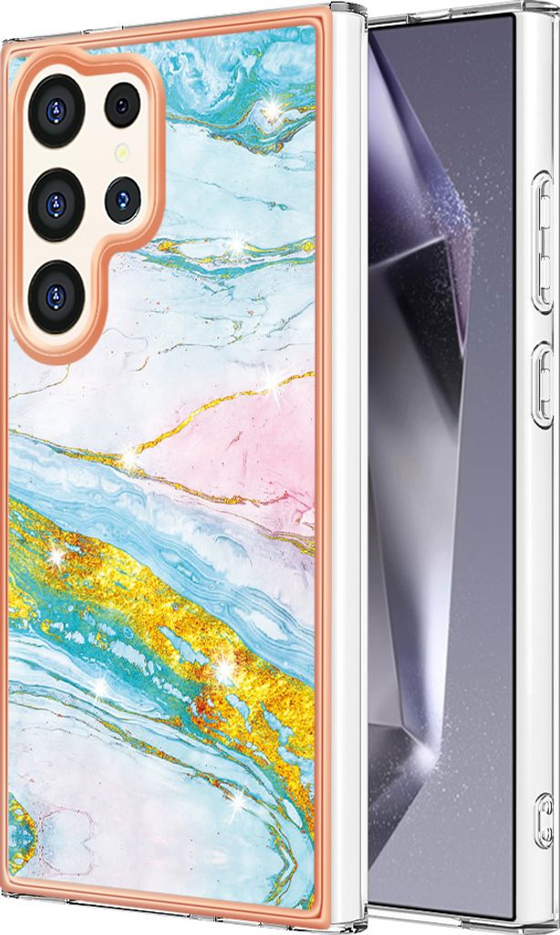 Galaxy S25 Ultra Hülle, Marmor Muster Weich TPU Bumper Schutzhülle für Samsung Galaxy S25 Ultra Gold