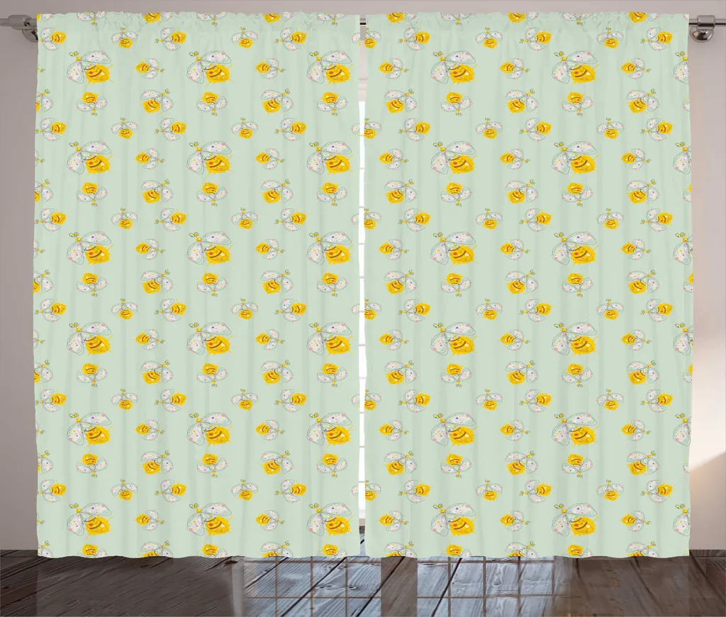 ABAKUHAUS Rideaux Abeilles Style Rustique 280x225 cm Vert Pâle