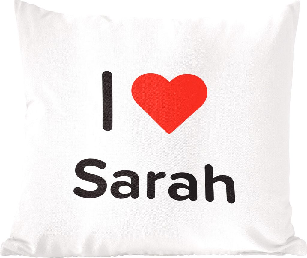 MuchoWow Zierkissen Sofakissen Wohnzimmer Dekokissen 45x45 cm Ich liebe - Sarah - Mädchen - Schlafpolster - Polster für das Sofa