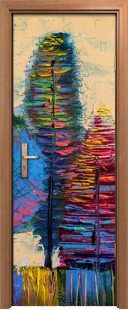 Türposter 70x200 cm Türaufkleber Türtapete Türfolie Klebefolie Bäume malen künstlerischen