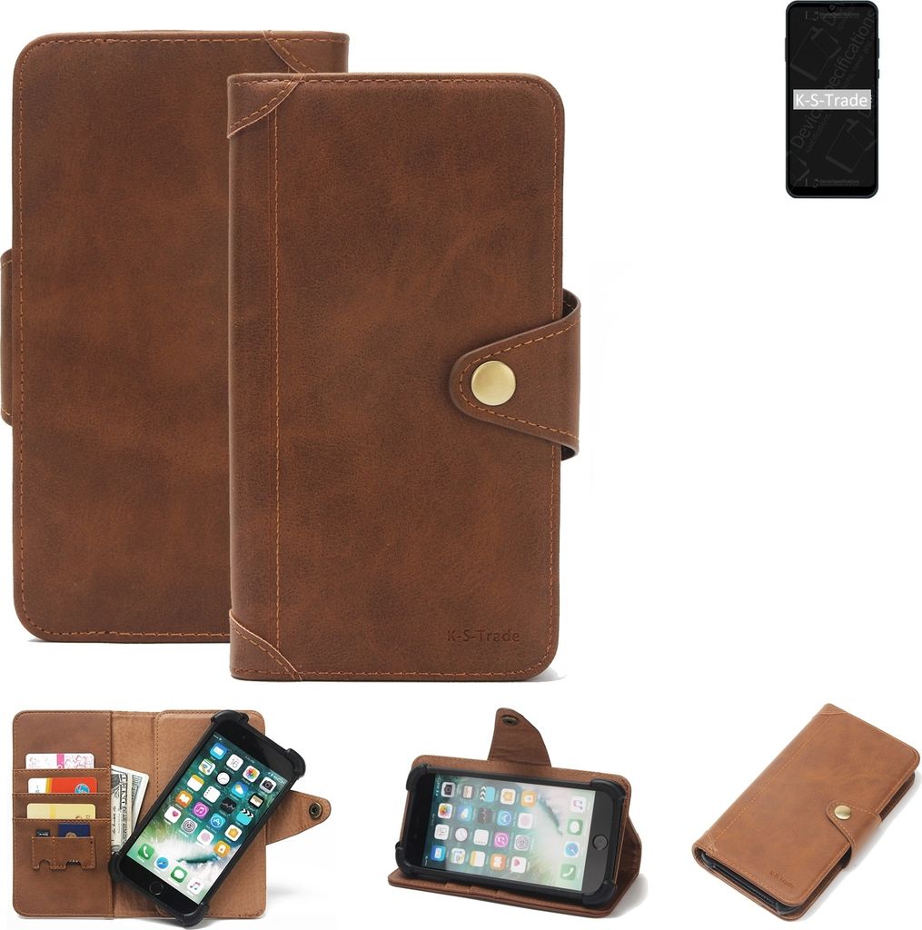K-S-Trade Handyhülle für ZTE Blade A51 Lite Schutz Hülle Walletcase Bookstyle Tasche Case Handytasche Wallet Flipcase Cover PolyurethanBraun (1x)