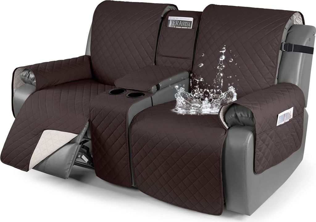100% Wasserdichter Liegesitz-Bezug mit Konsole, rutschfest Liege-Couchbezug geteilte Sofabezüge mit 2 Getränkehalter, Möbelschutz für Haustiere...