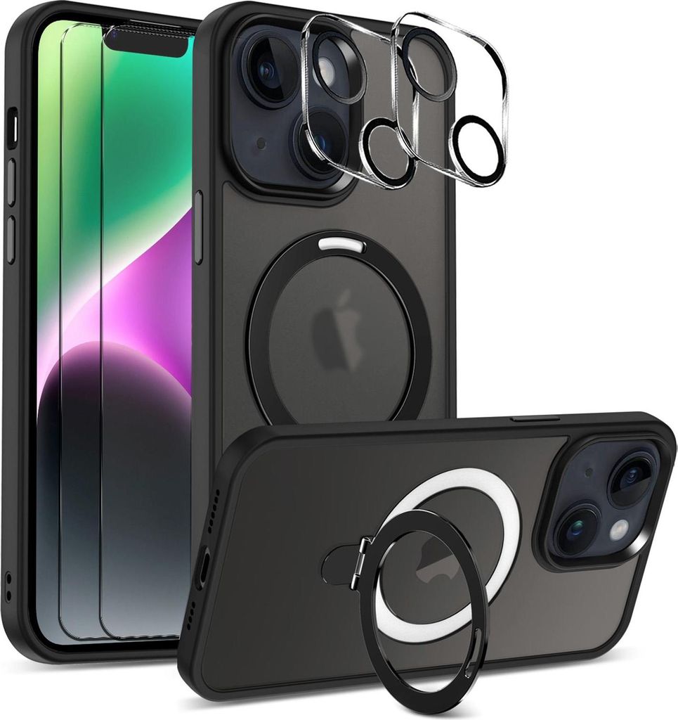 Hybrid Luxury Case mit Glas für iPhone 14 Hülle für MagSafe Schutzhülle