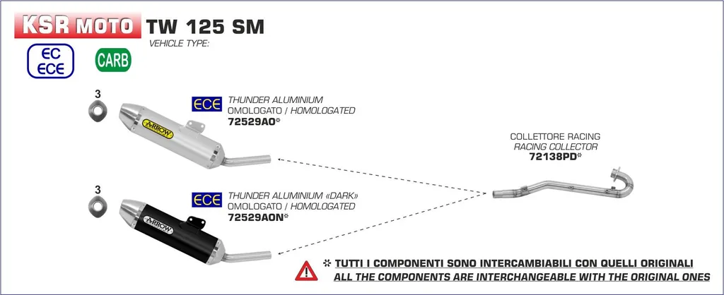 Collecteur d'échappement ARROW KSR TW 125 SM - Idéal Entretien Moto