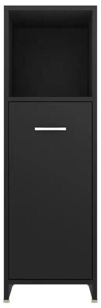 Badezimmerschrank - Hochschrank - 30x30x95 cm - Eichenholz - Zum Selbstaufbau - Schwarz