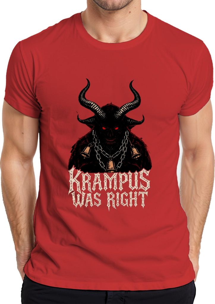Krampus Was Right Weihnachtsgeschenk Horror Gothic düster Retro Herren T-Shirt, Rot, XL
