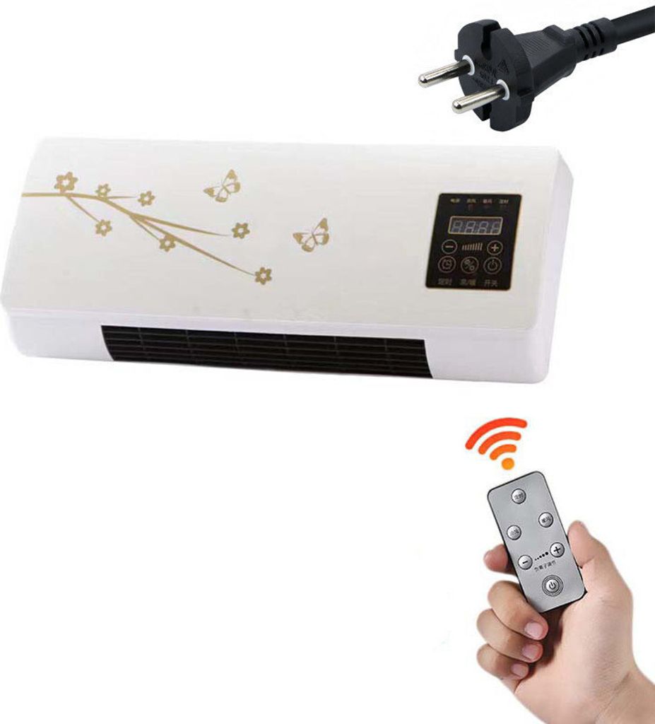 MODFU Wand Heizlüfter, Elektroheizung ,Fernbedienung,Thermostat, Wandmontierte Heizlüfter, Sicherheit Überhitzungsschutz Heizung Heizer Weiß