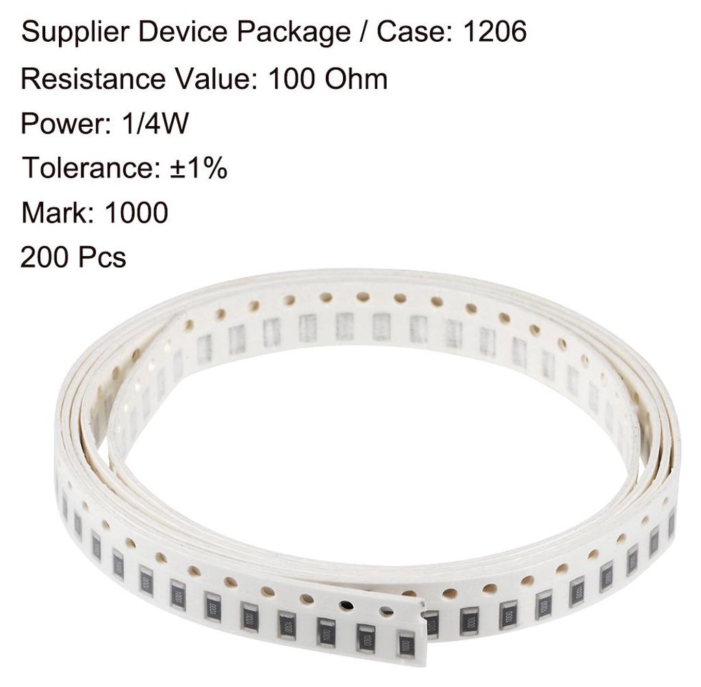 200 Stk. Surface Mounted Devices Chip Widerstand, 100 Ohm 1/4W 1206 Festwiderst?nde, 1% Toleranz