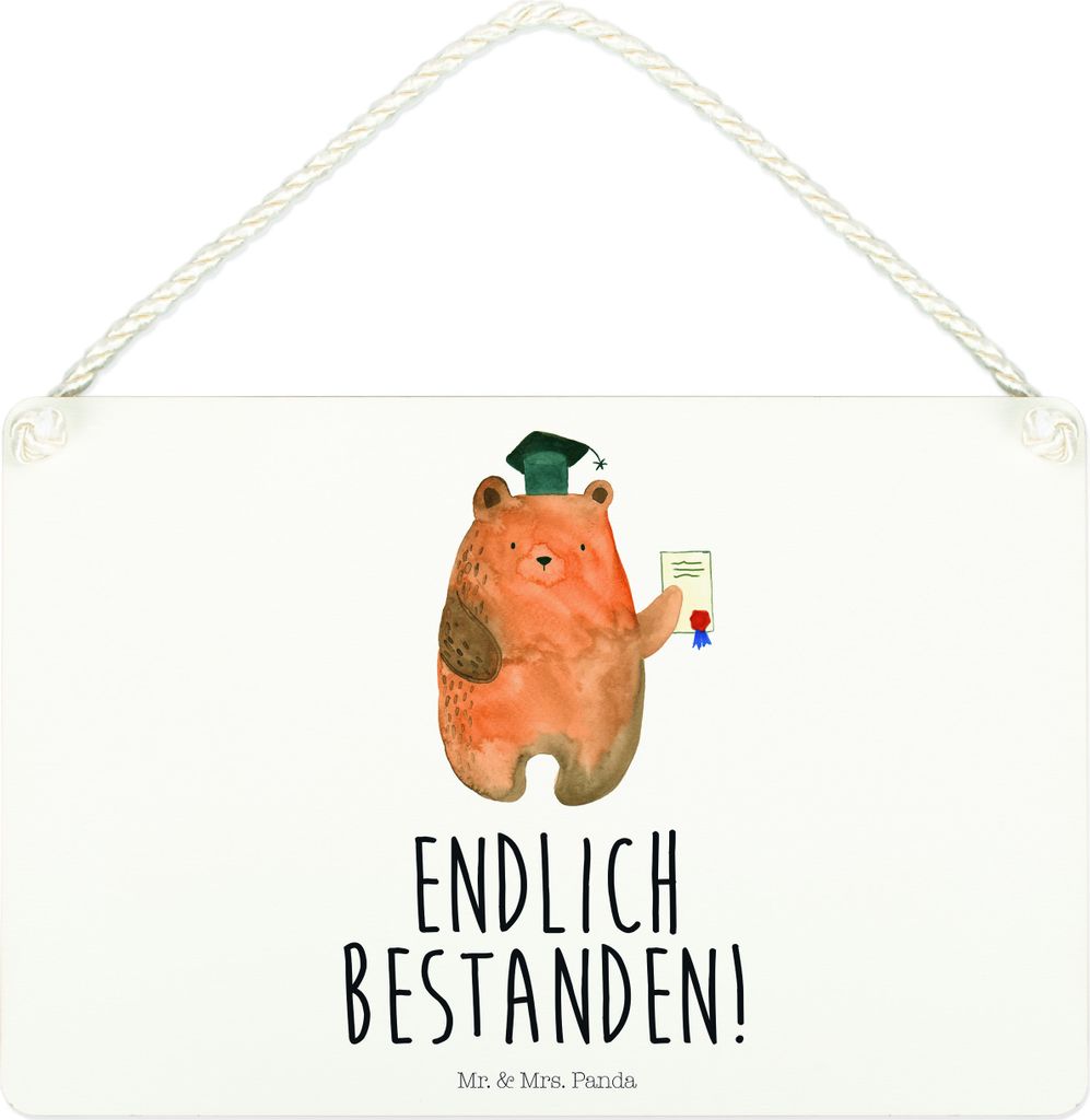 Mr. & Mrs. Panda Schild Bär Prüfung DIN A4 - Weiß - Geschenk, Bestanden, Prüfungen, Abschlusszeugnis, Teddy, wandtafel, Türschild, Abitur, Abs...