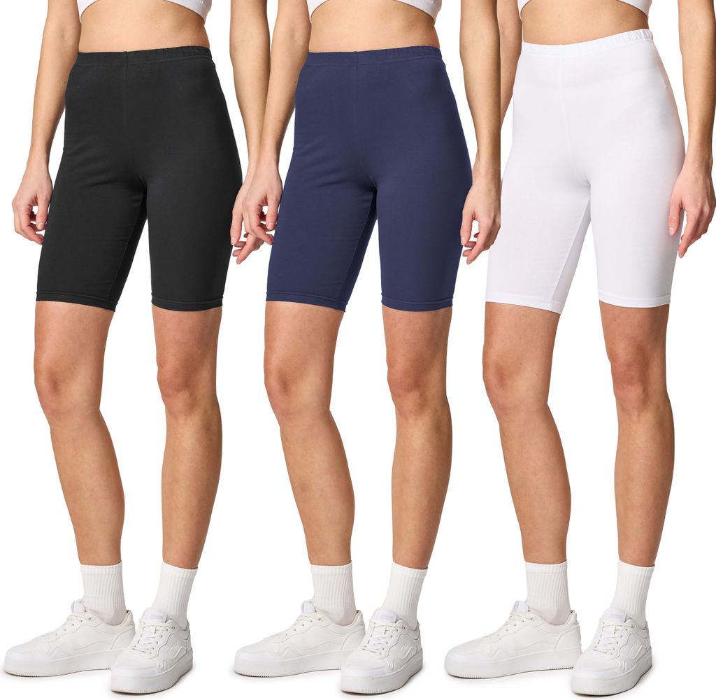 Merry Style Damen Kurze Leggings aus Baumwolle (Schwarz/Navy/Weiß, XL) MS10-200